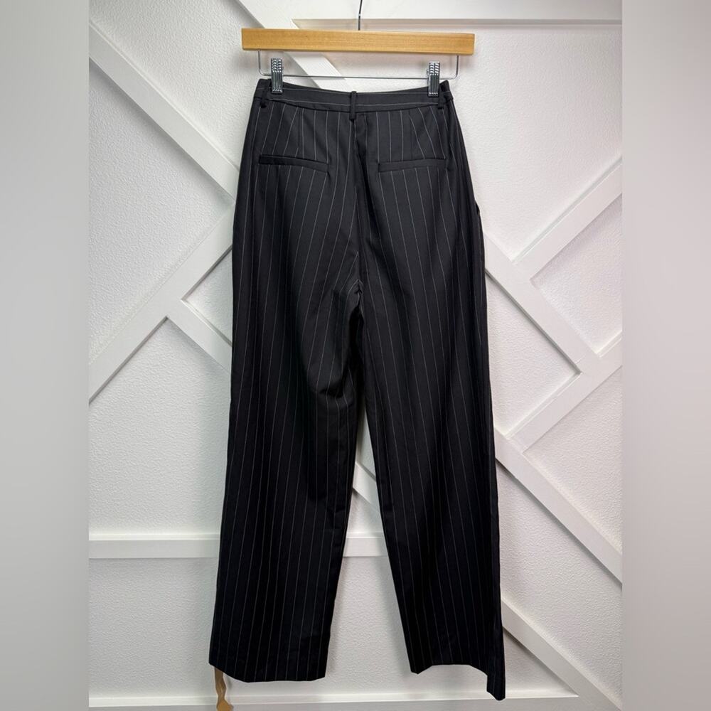 NWT Reformation Wool Blend Black Pinstripe Oren Wide Leg Pant Size 2 Petite - Picture 6 of 13